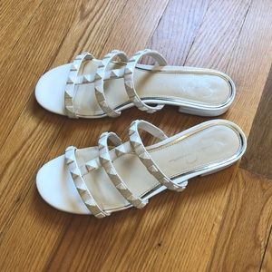 White slide sandals